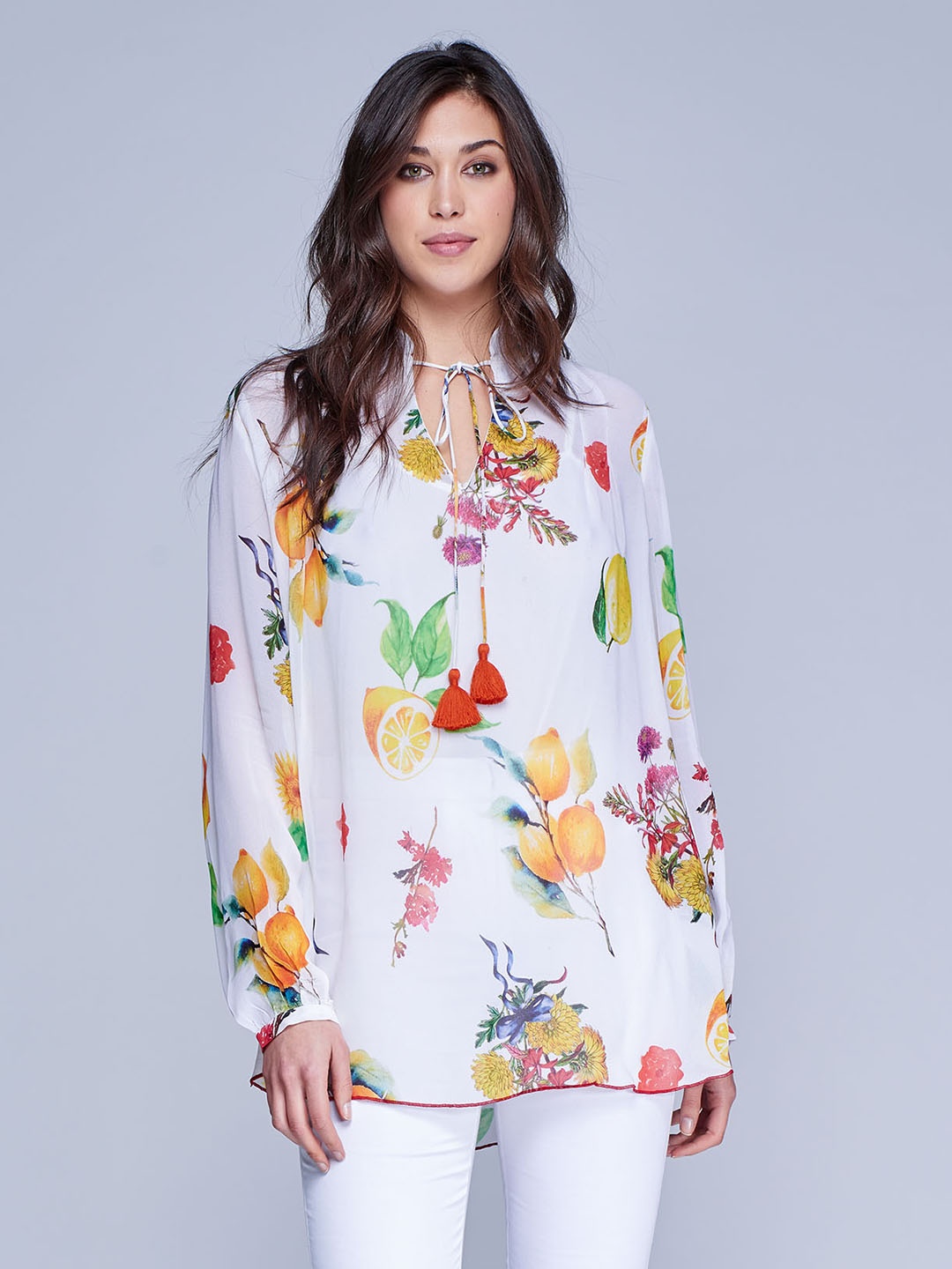 

NIZA Women White Floral Print Pure Cotton Top