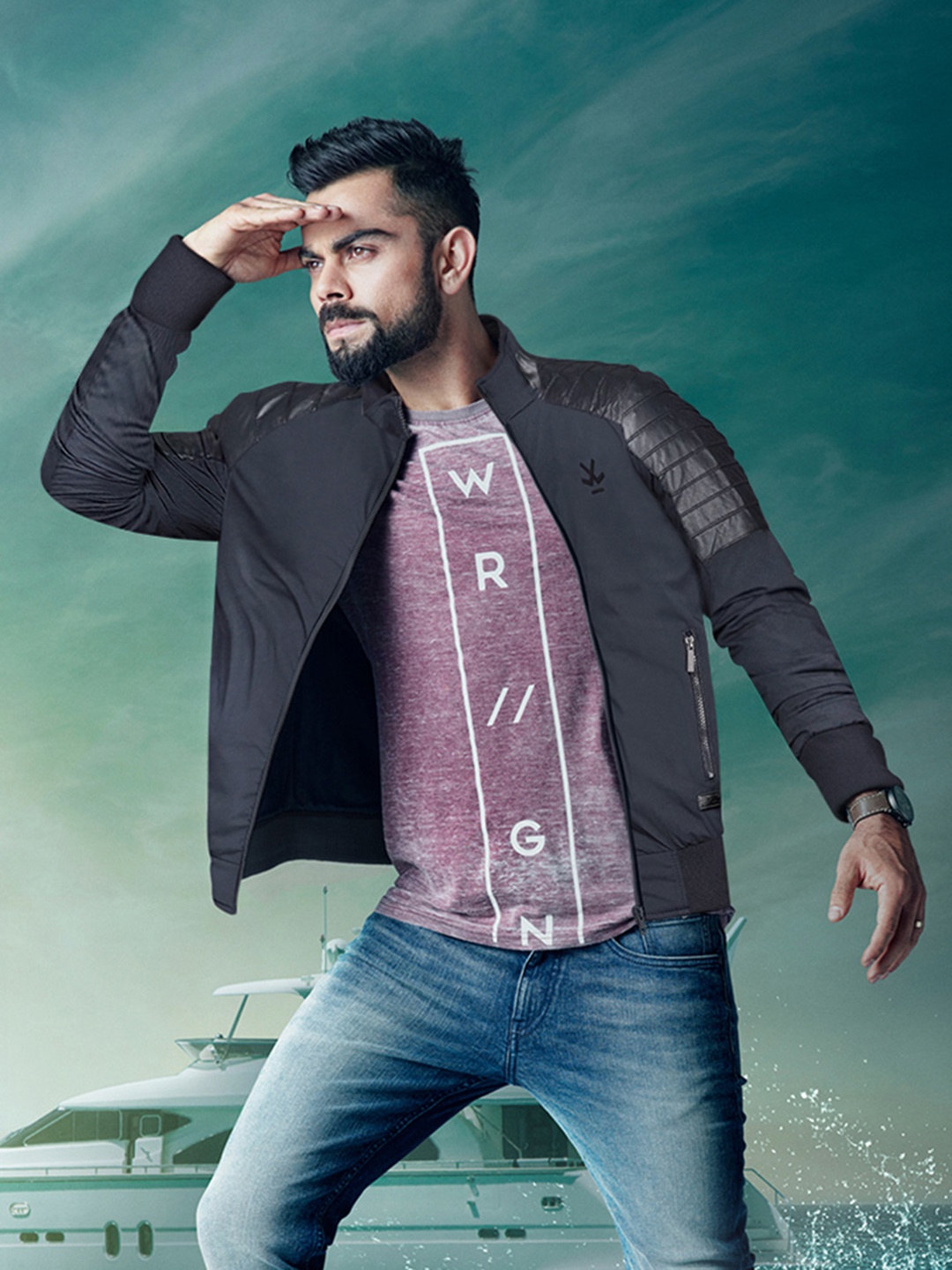 WROGN Men Navy Blue Solid Bomber