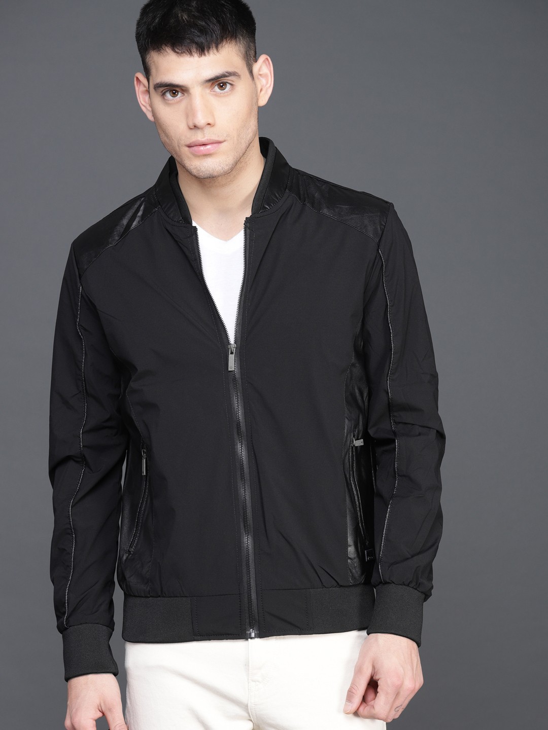

WROGN Men Black Solid Bomber