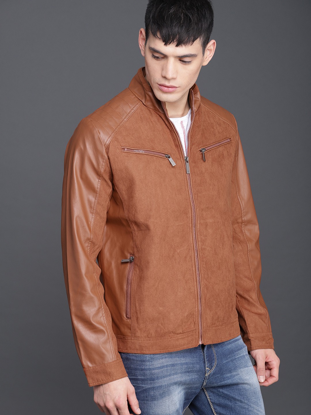 

WROGN Men Rust Solid Tailored Jacket