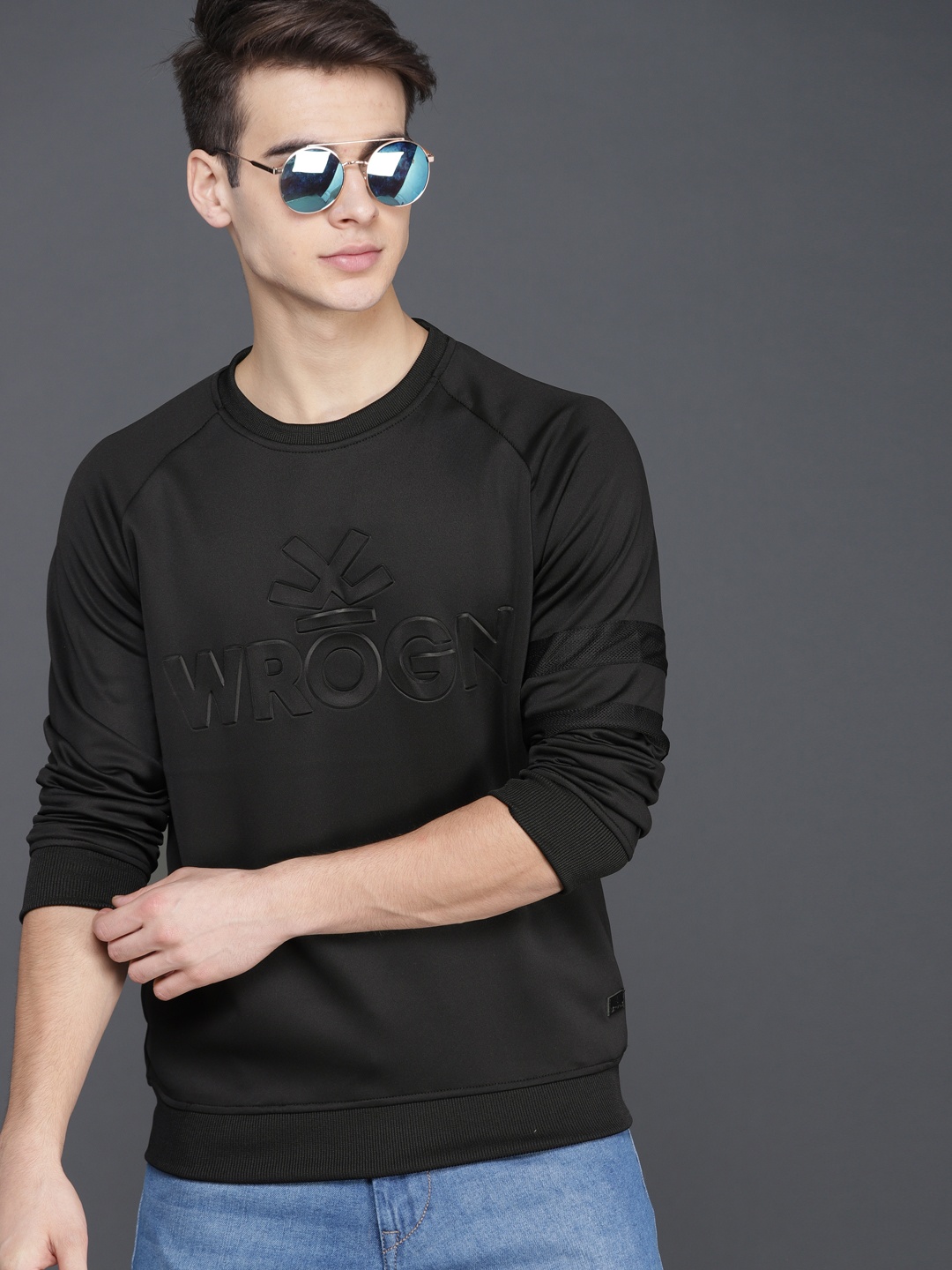 

WROGN Men Black Solid Sweatshirt