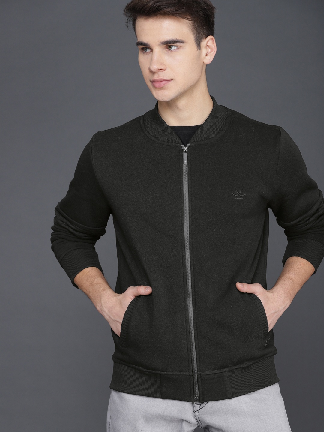 

WROGN Men Black Solid Sweatshirt