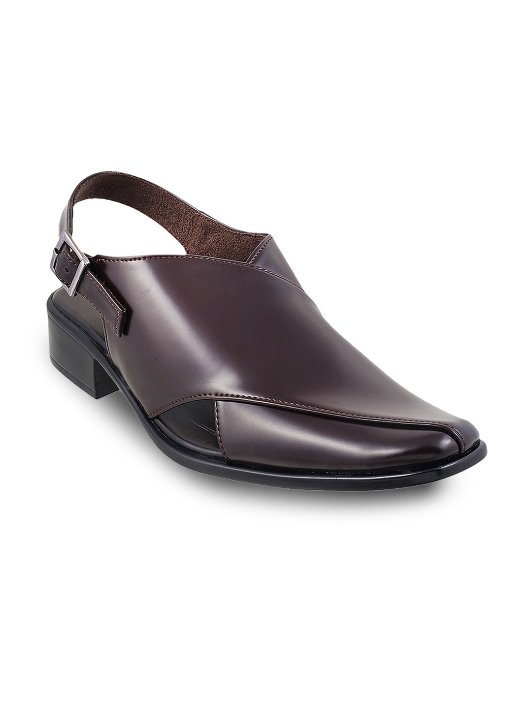 

Metro Men Maroon Shoe-Style Leather Sandals