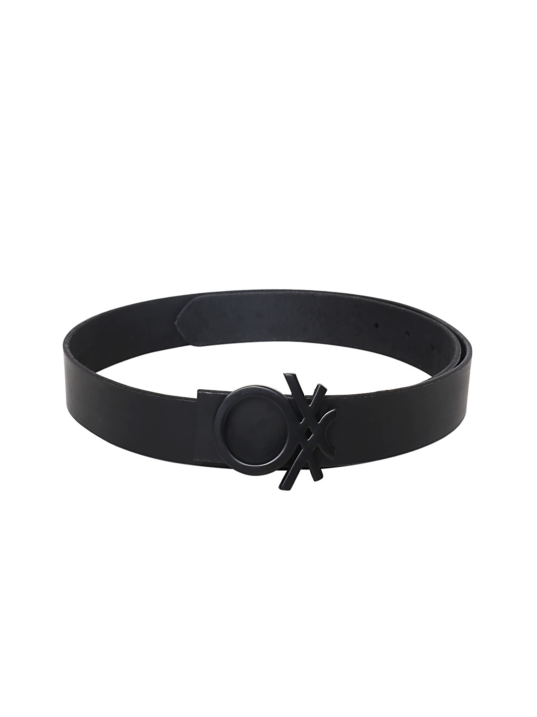 

United Colors of Benetton Men Black Solid Leather Belt
