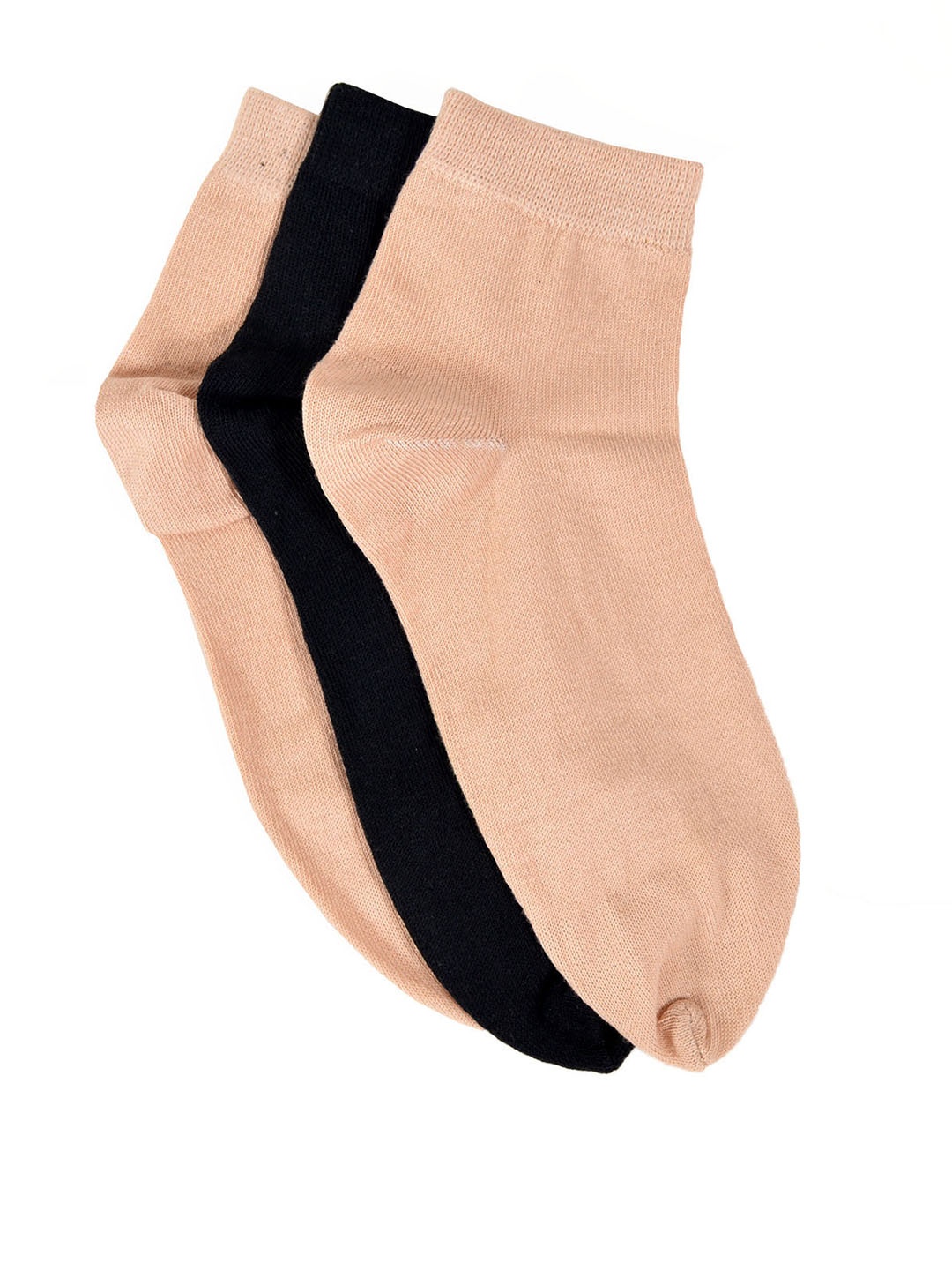

Marc Women Pack of 3 Solid Ankle-Length Thumb Socks, Beige