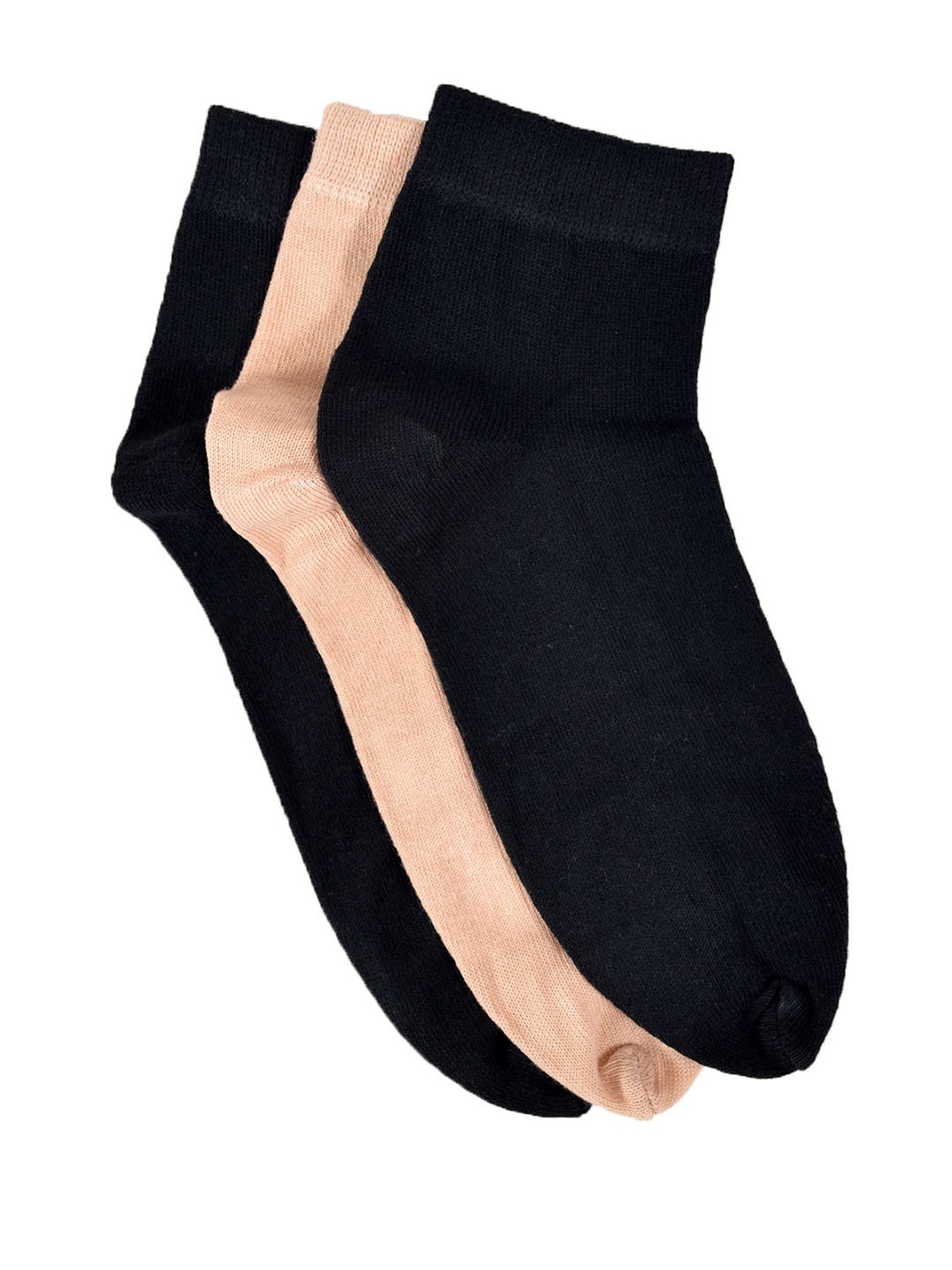 

Marc Women Pack of 3 Solid Ankle-Length Thumb Socks, Black