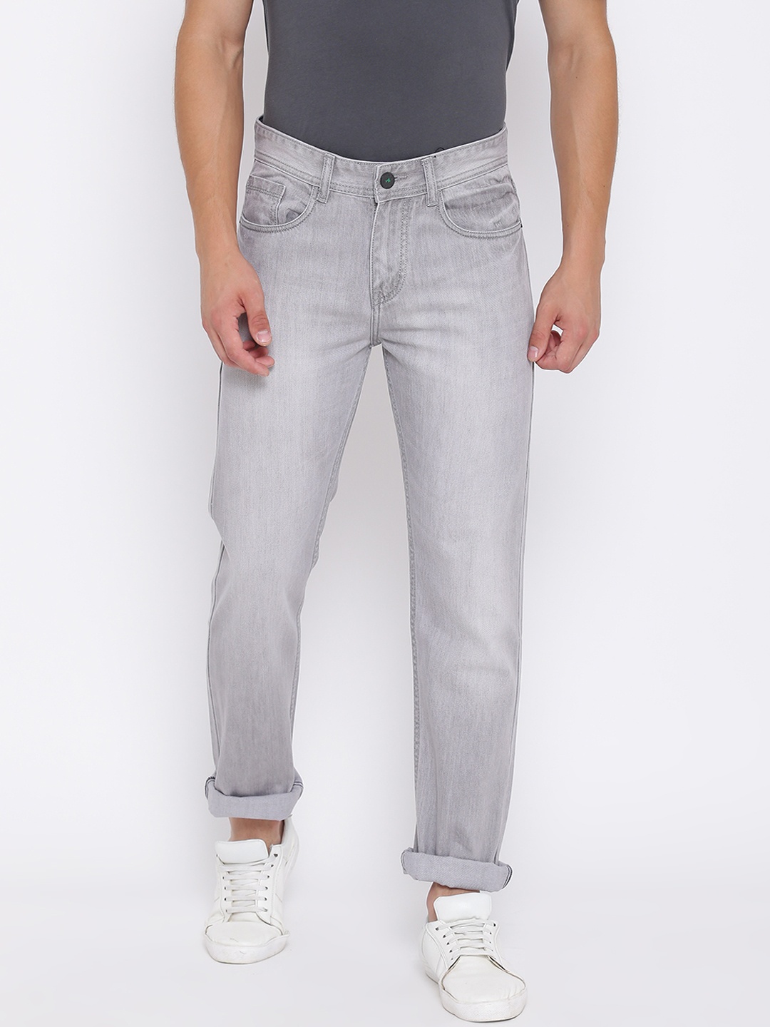 

FEVER Men Grey Straight Fit Mid-Rise Clean Look Jeans