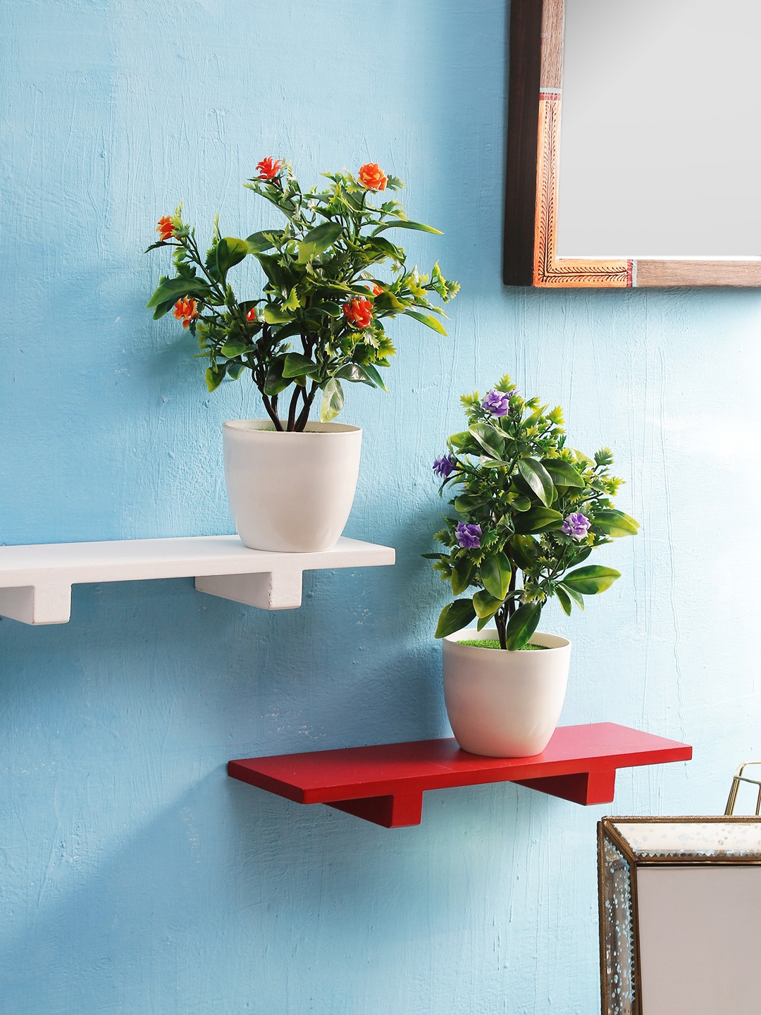 

FOLIYAJ Set of 2 Artificial Bonsai Trees with Pot, White