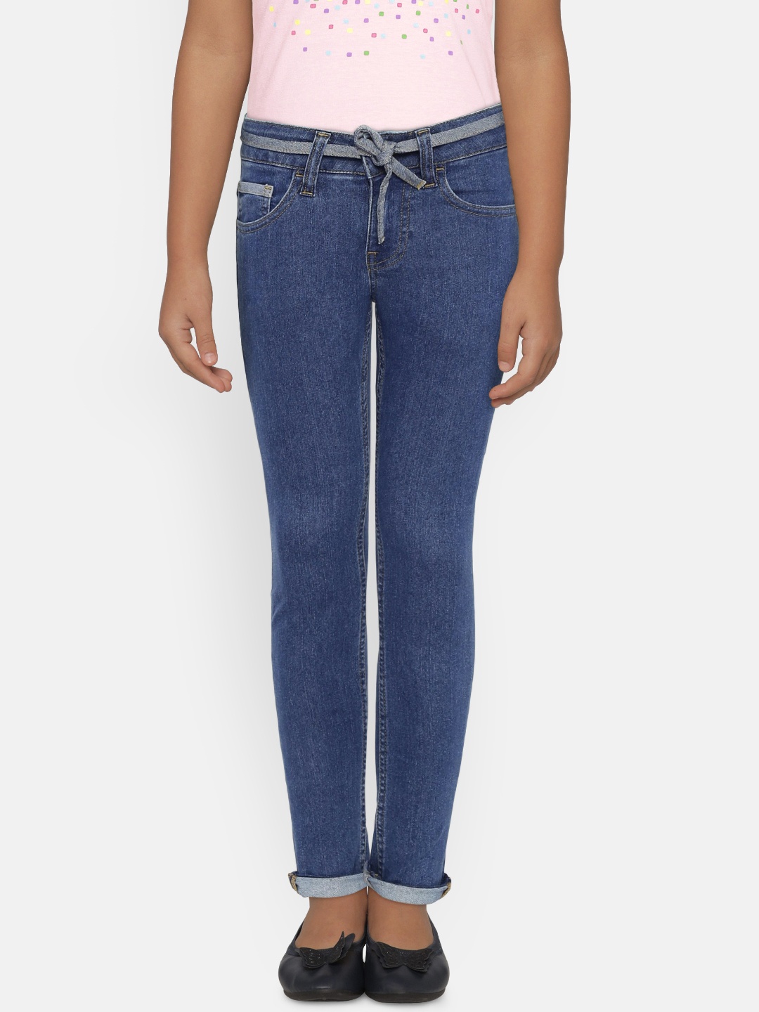 

United Colors of Benetton Girls Blue Slim Fit Mid-Rise Clean Look Stretchable Jeans