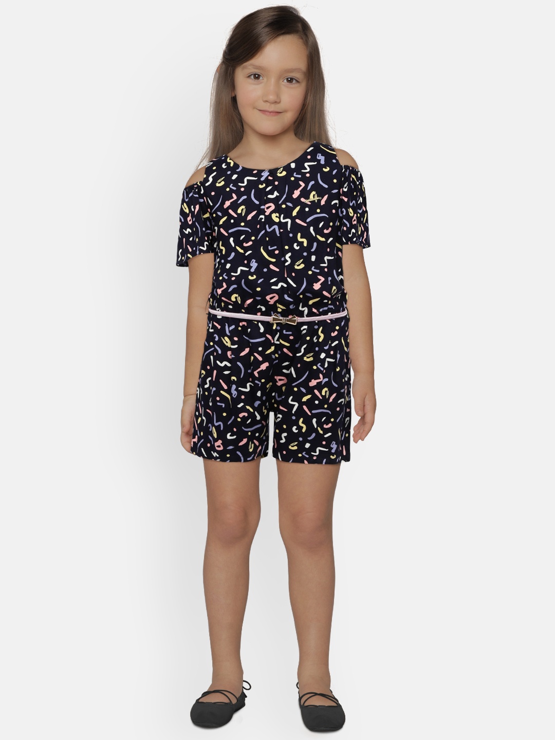 

Peppermint Girls Navy Printed Playsuit, Navy blue