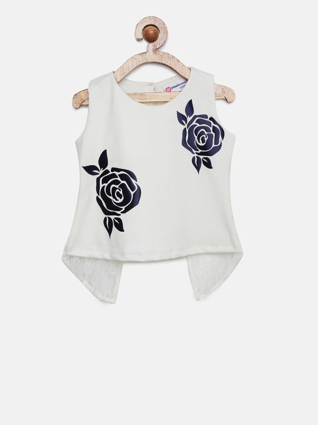 

Peppermint Girls Off-White Printed Styled Back Top