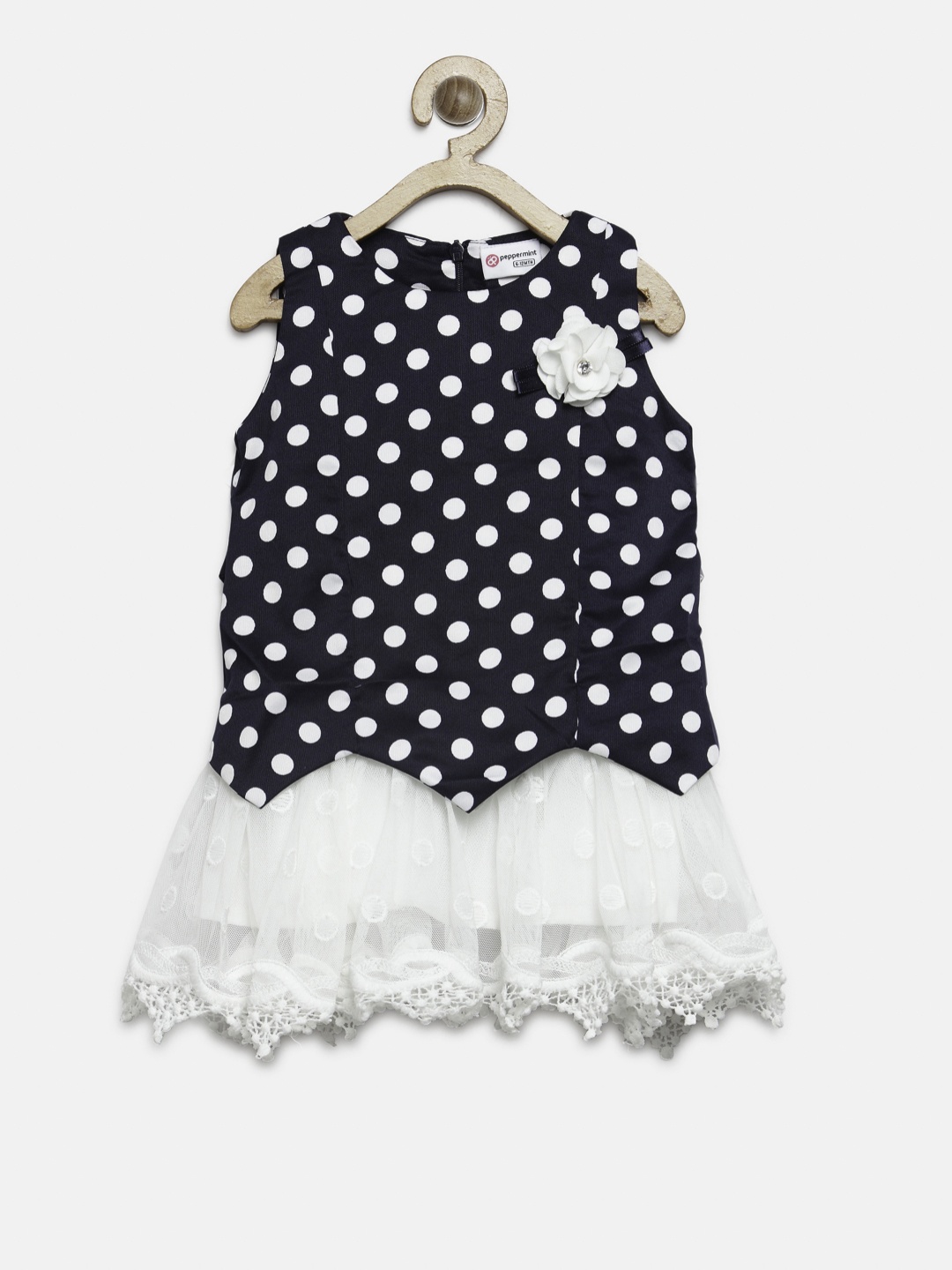 

Peppermint Girls Black Printed Drop-Waist Dress