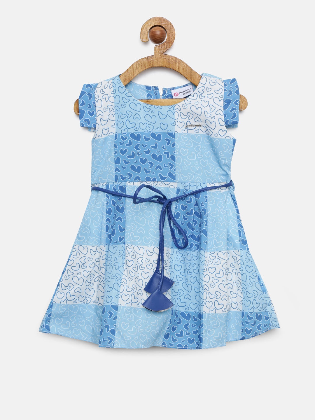 

Peppermint Girls Blue Printed Fit and Flare Dress