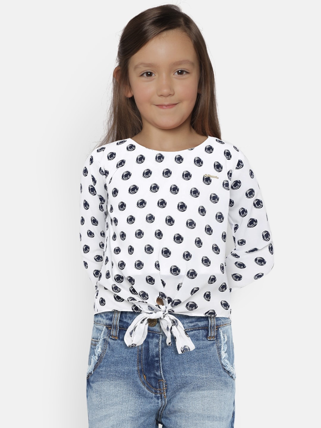 

Peppermint Girls White Printed Top