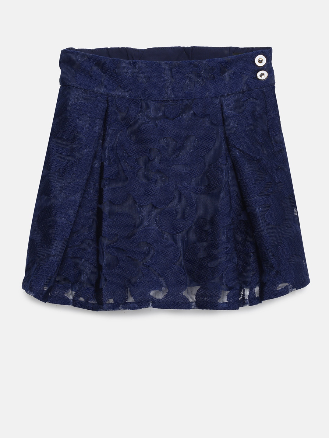 

Peppermint Girls Navy Blue Self Design A-line Skirt
