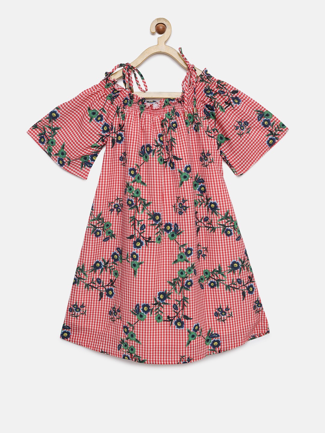 

Peppermint Girls Red & Green Printed A-Line Dress
