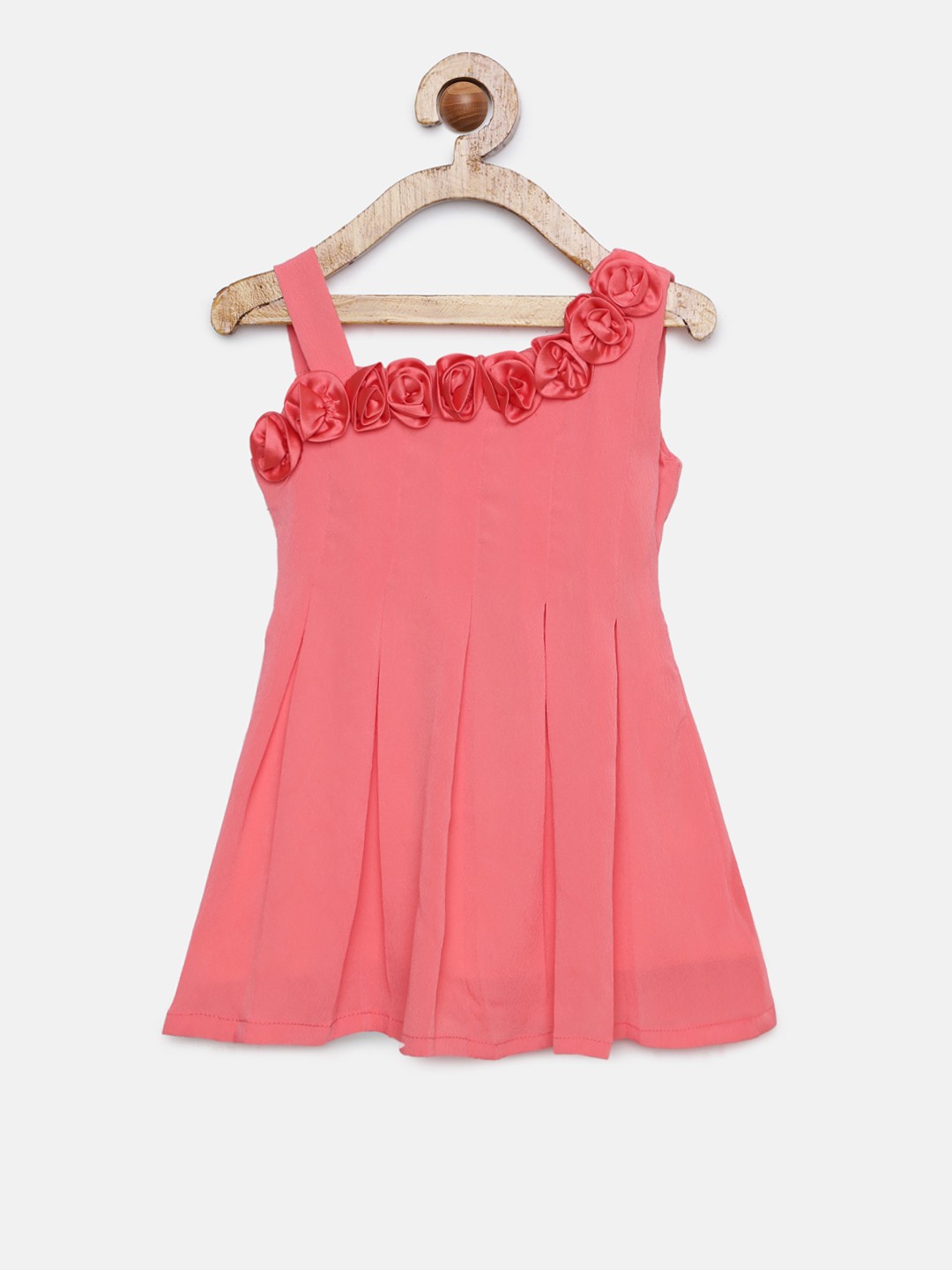 

Peppermint Girls Peach-Coloured SPRING DREAM Solid A-Line Dress