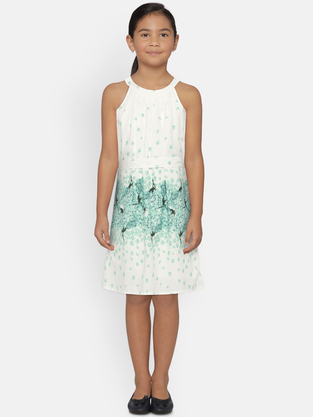 

Peppermint Girls White Printed A-Line Dress