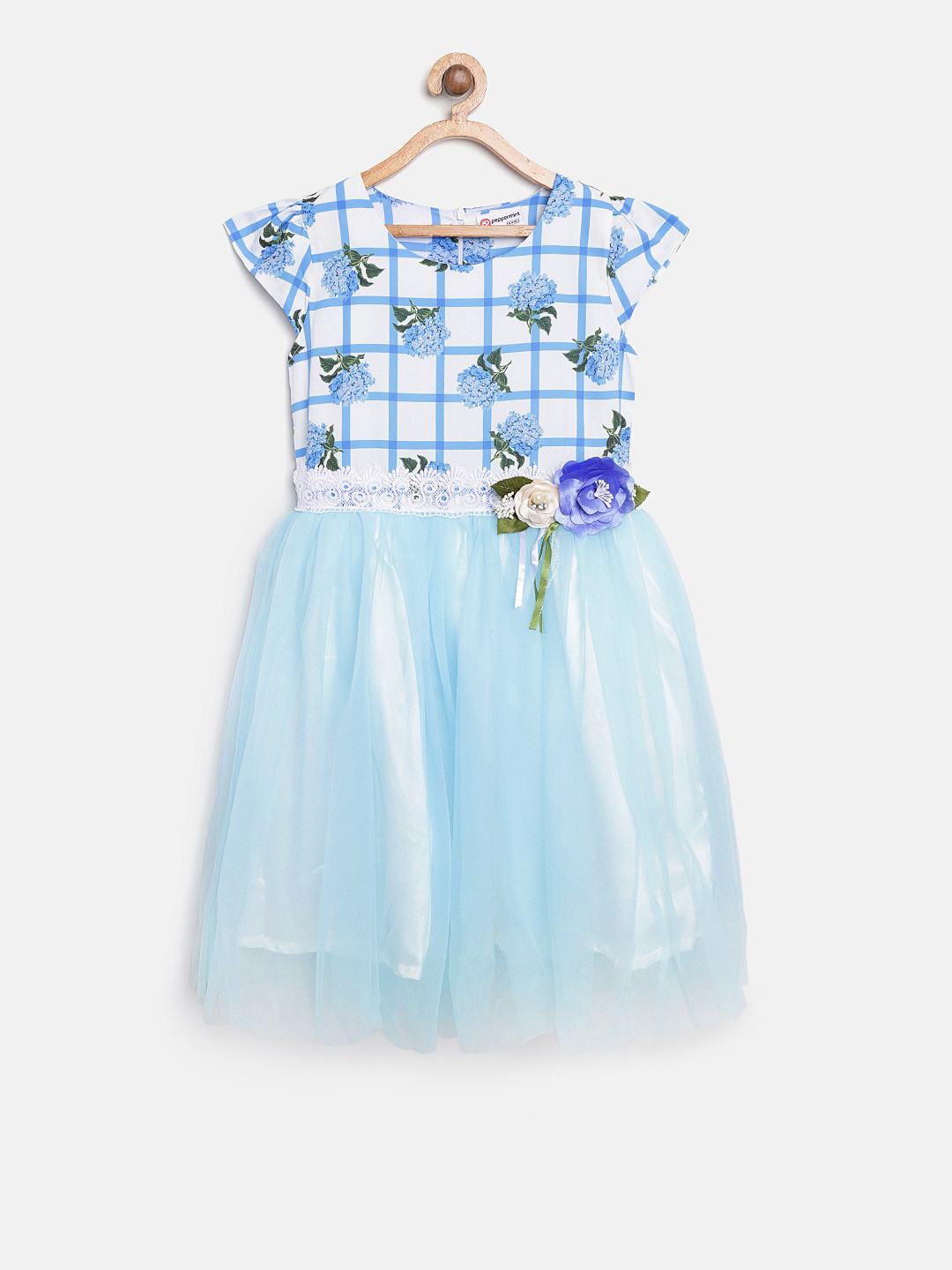 

Peppermint Girls Blue Printed Fit and Flare Dress