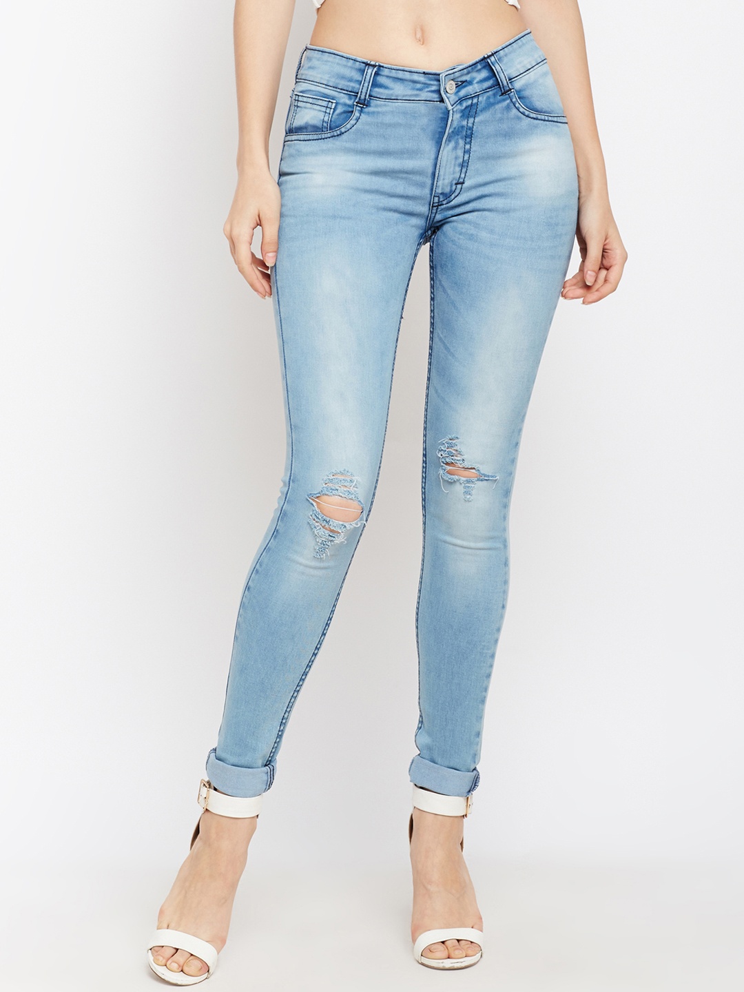 

Miss Chase Women Blue Skinny Fit Mid-Rise Mildly Distressed Jeans