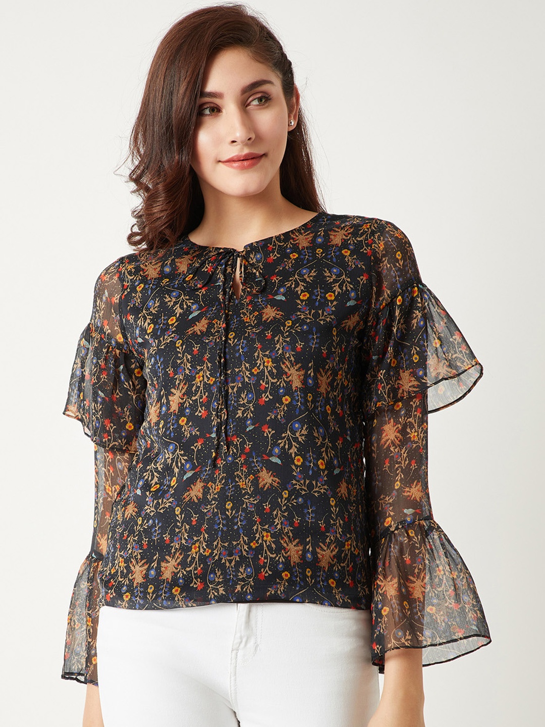 

Miss Chase Women Navy Blue Printed Top