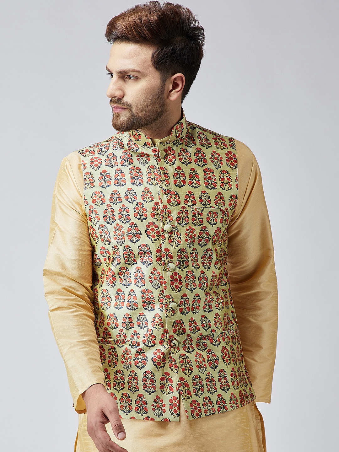 

SOJANYA Beige Printed Nehru Jacket