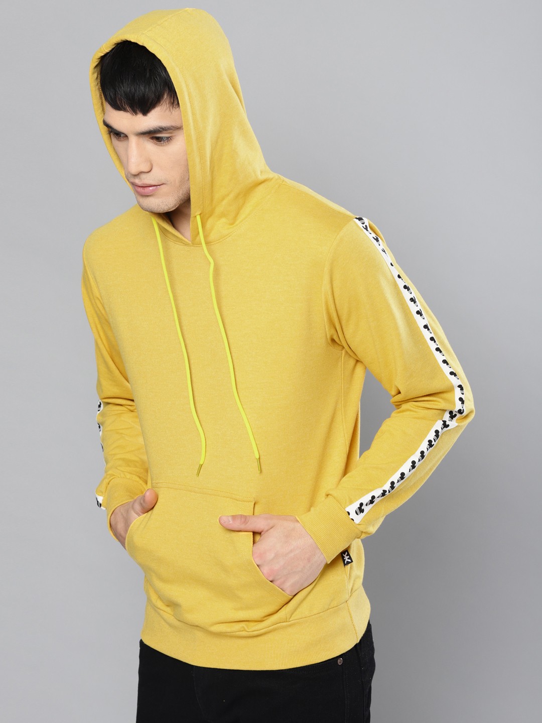 

Kook N Keech Disney Men Mustard Solid Hooded Sweatshirt
