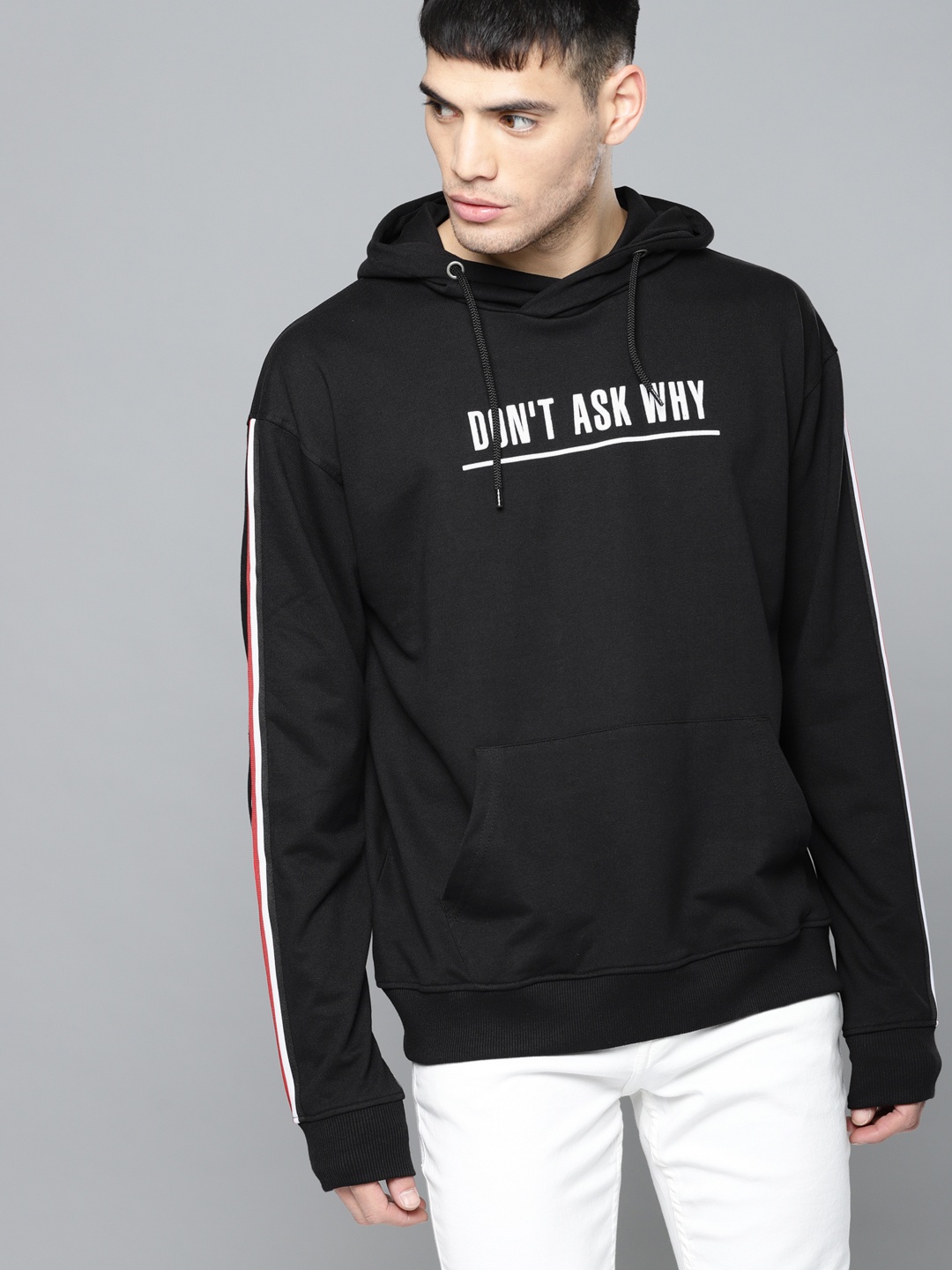 

Kook N Keech Men Black Solid Hooded Sweatshirt
