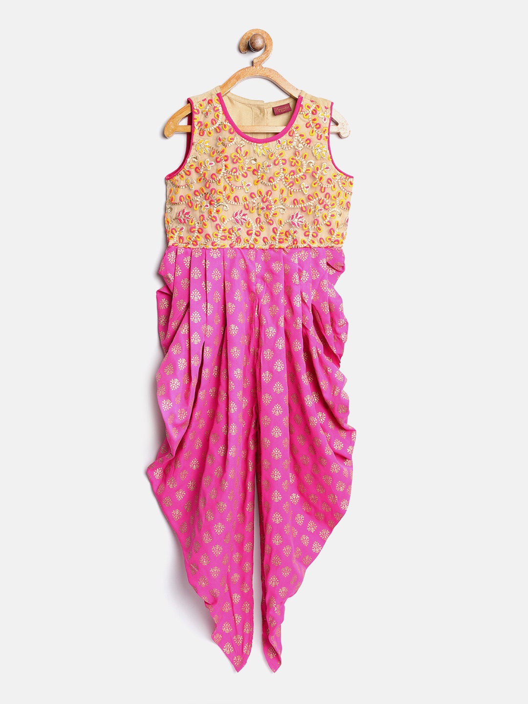 

Twisha Girls Pink & Beige Printed Dhoti-Style Jumpsuit