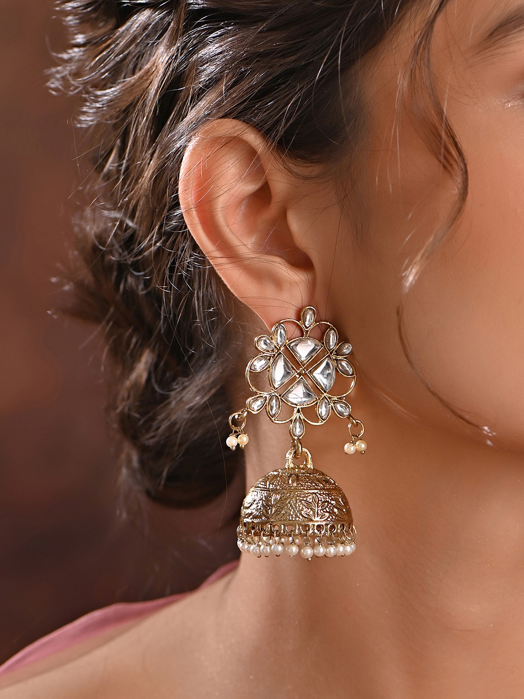 

Fida Gold-Toned Dome Shaped Jhumkas