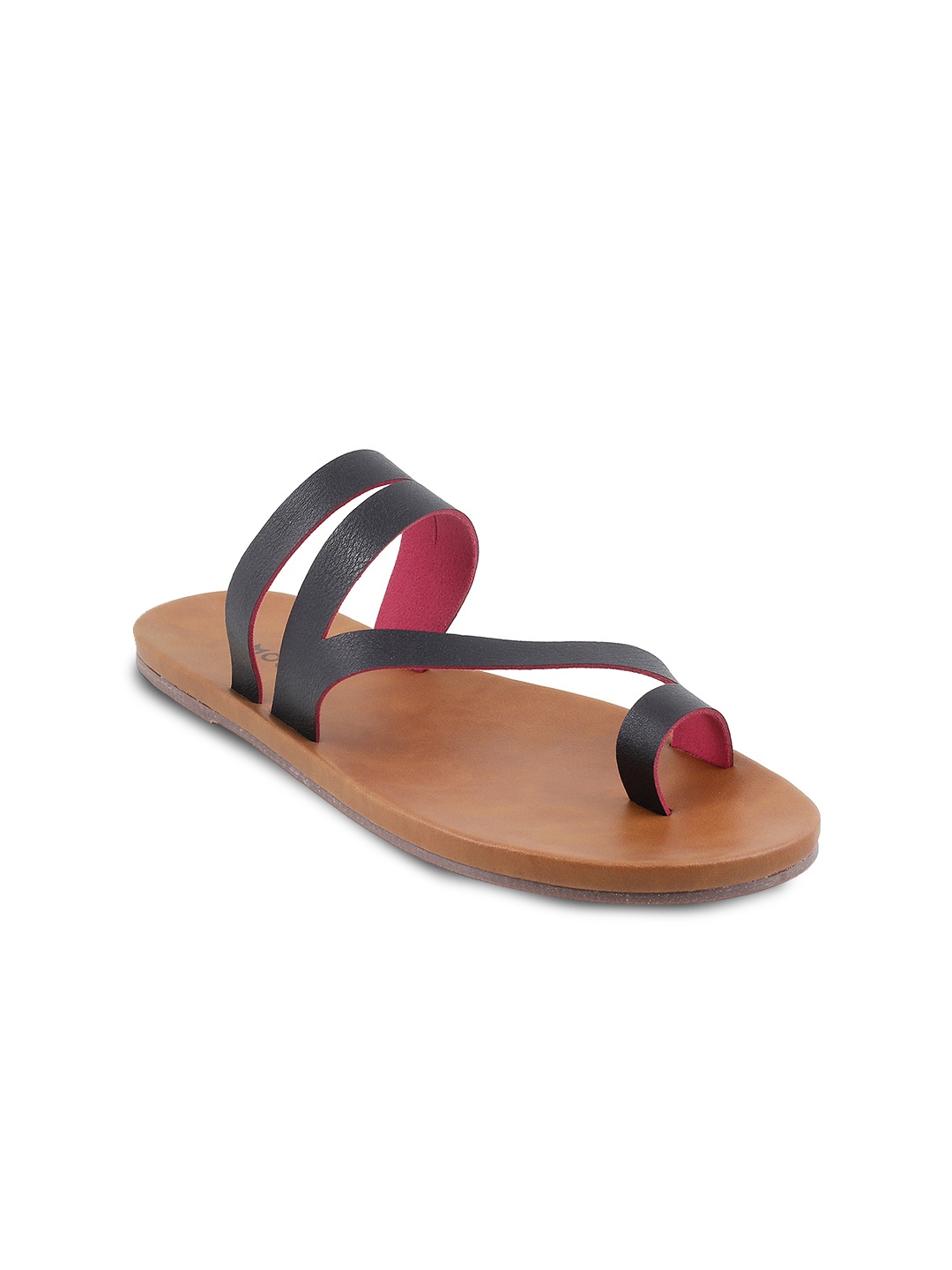 

Mochi Women Black Solid Synthetic Open Toe Flats