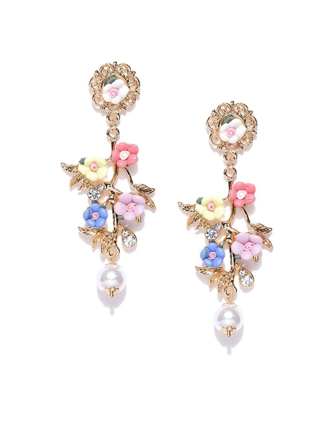 

Crunchy Fashion Multicoloured Floral Drop Earrings, Multi