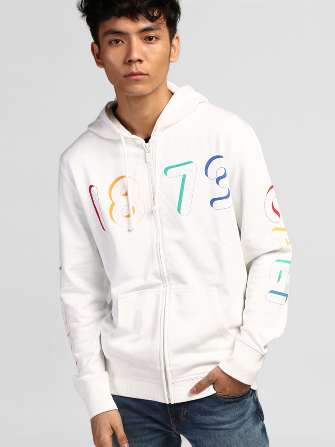 

Levis Men White Printed Hooded Sweatshirt