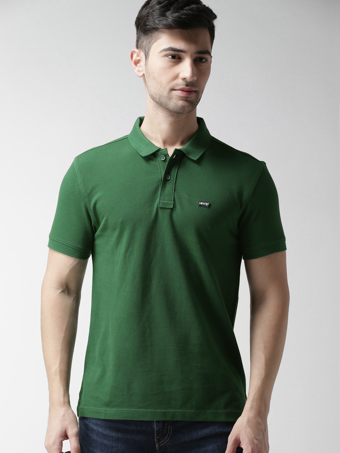 

Levis Men Green Solid Polo T-shirt