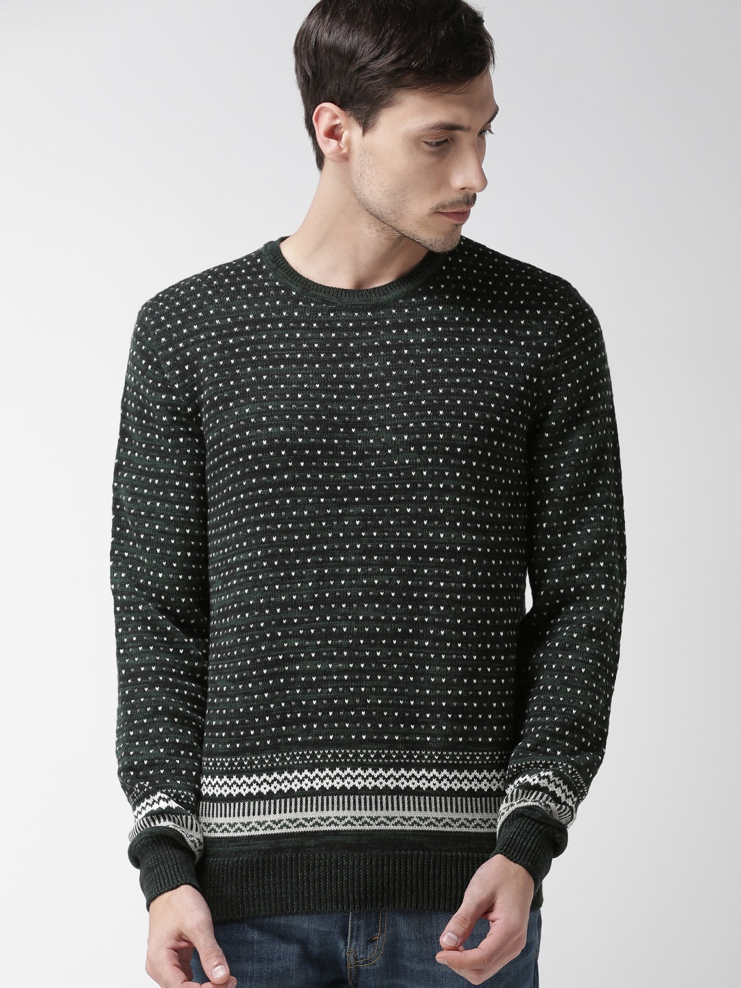 

Levis Men Green & Black Self Design Pullover