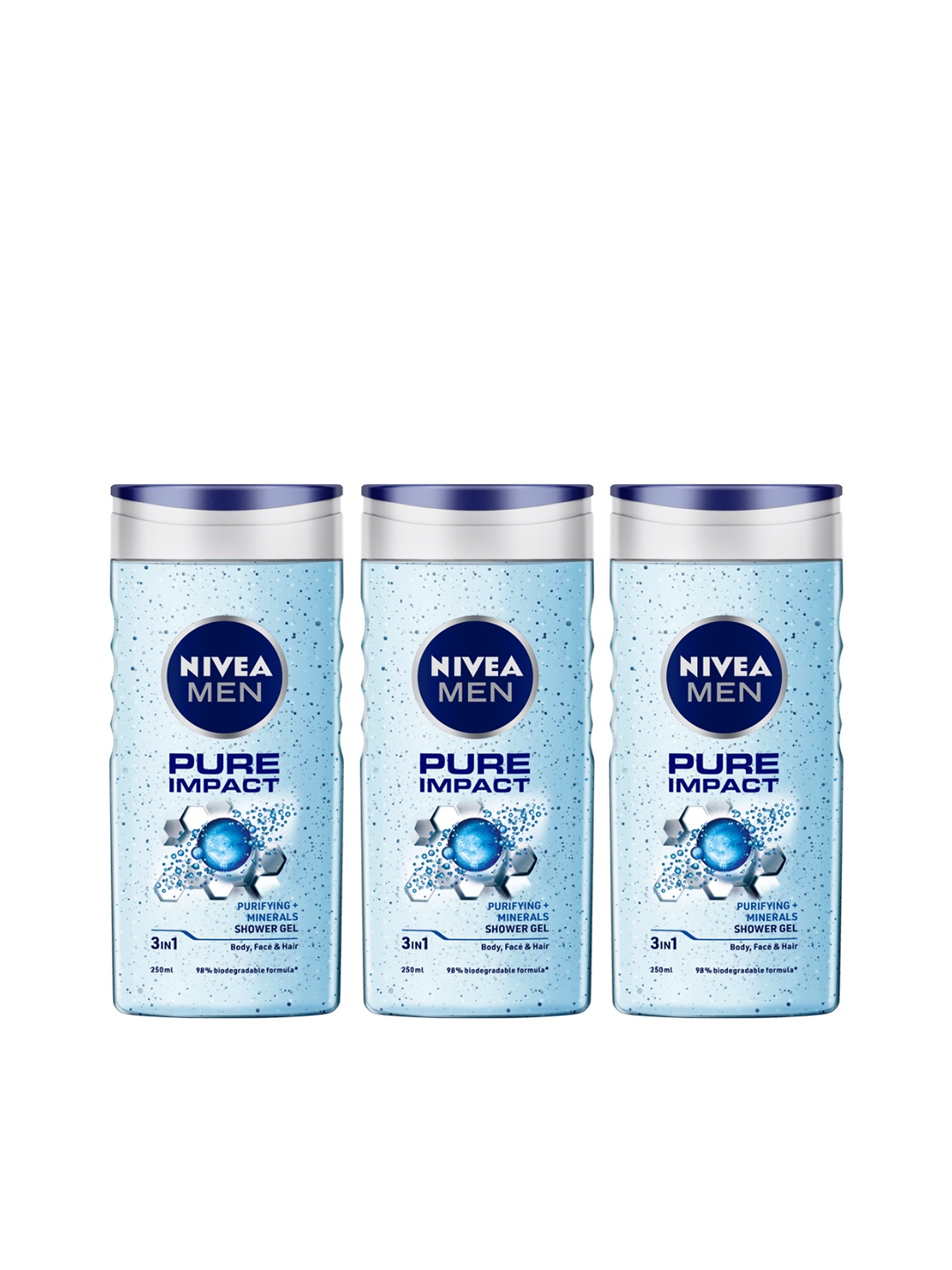 

Nivea Men Set of 3 Pure Impact Shower Gel, Blue