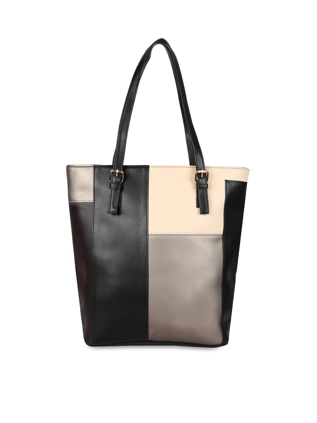 

Berrypeckers Black & Beige Colourblocked Tote Bag