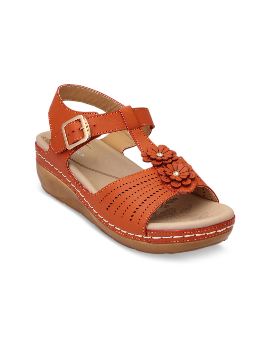 

pelle albero Women Rust Brown Solid Sandals