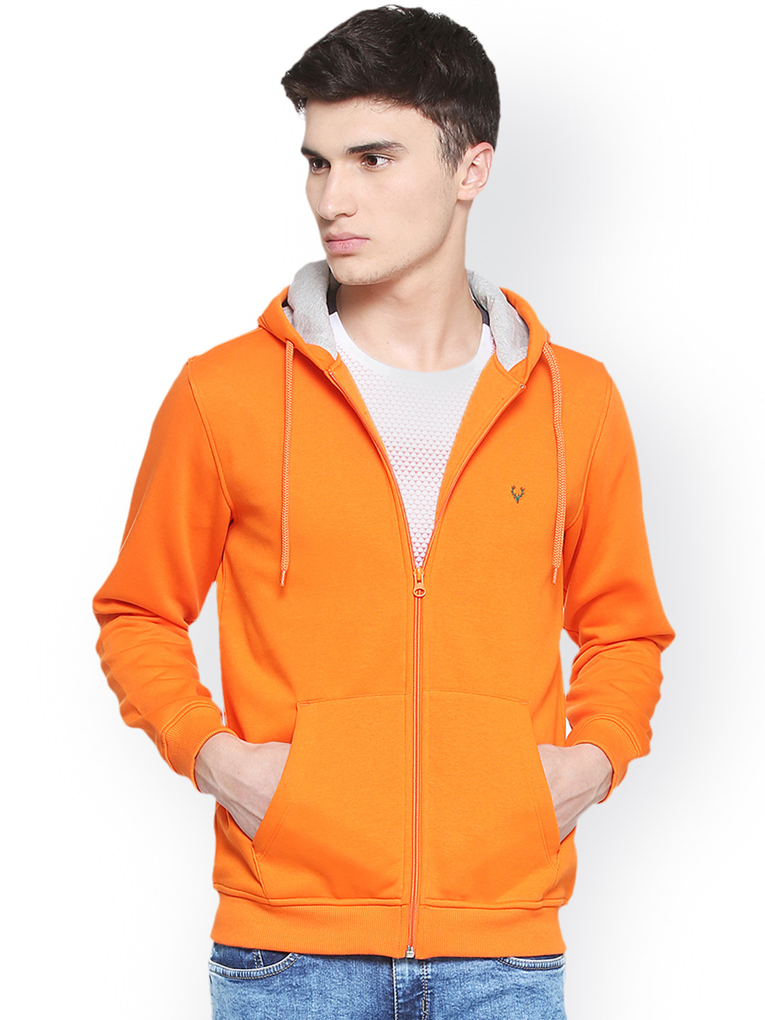 

Allen Solly Men Orange Solid Sweatshirt