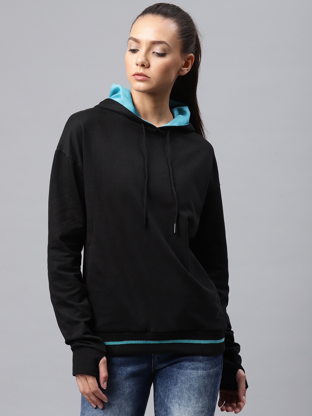 

HRX by Hrithik Roshan Women Black Athleisure Sweatshirts