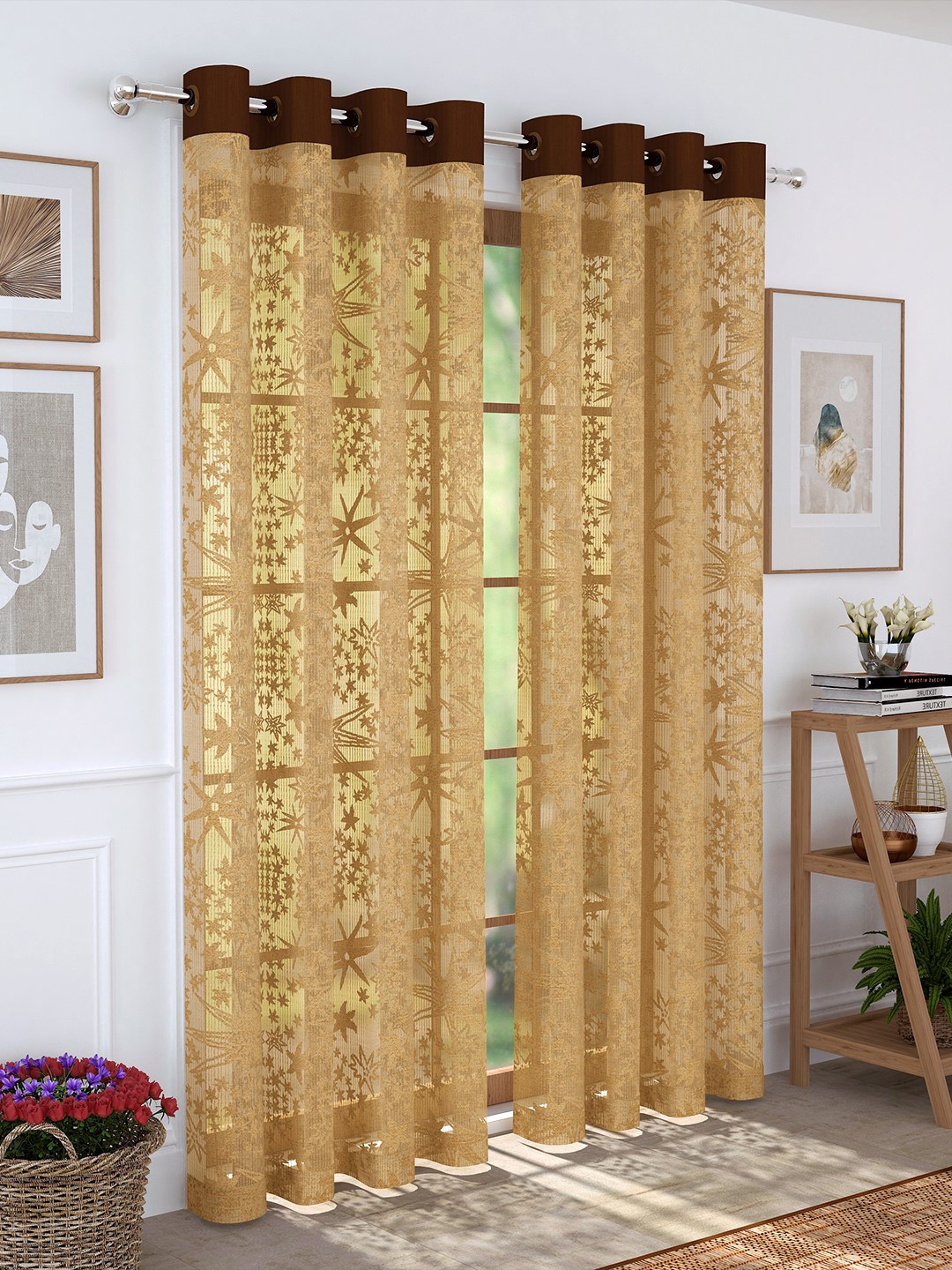 

Story@home Coffee Brown Set of 2 Sheer Door 200GSM Curtains