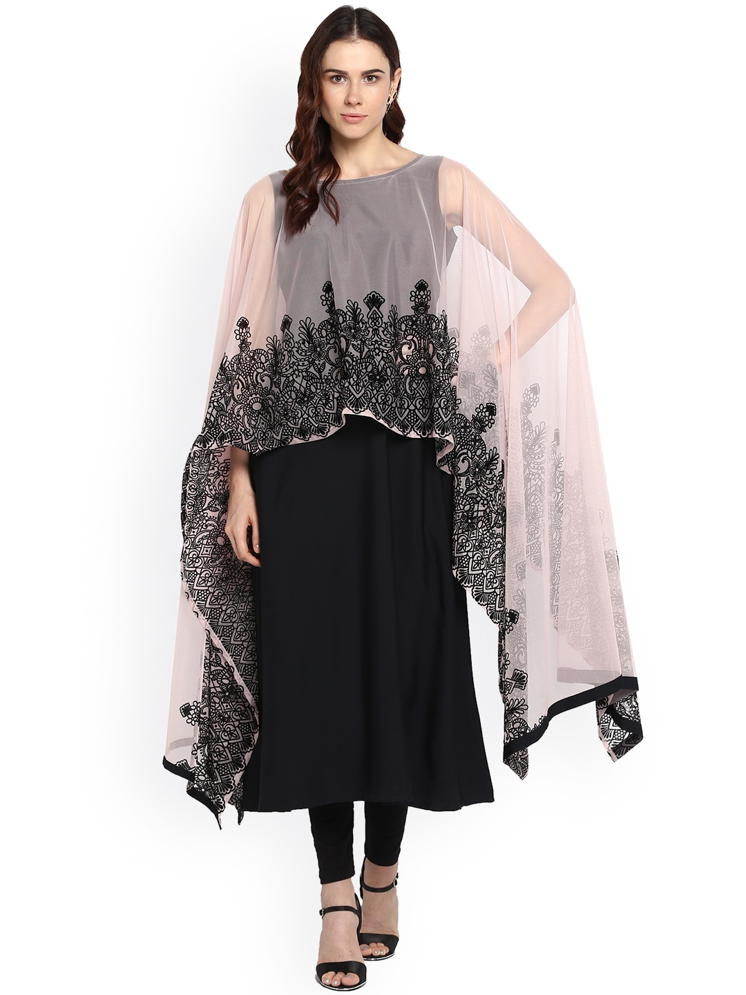 

Ahalyaa Women Black Embellished A-Line Kurta