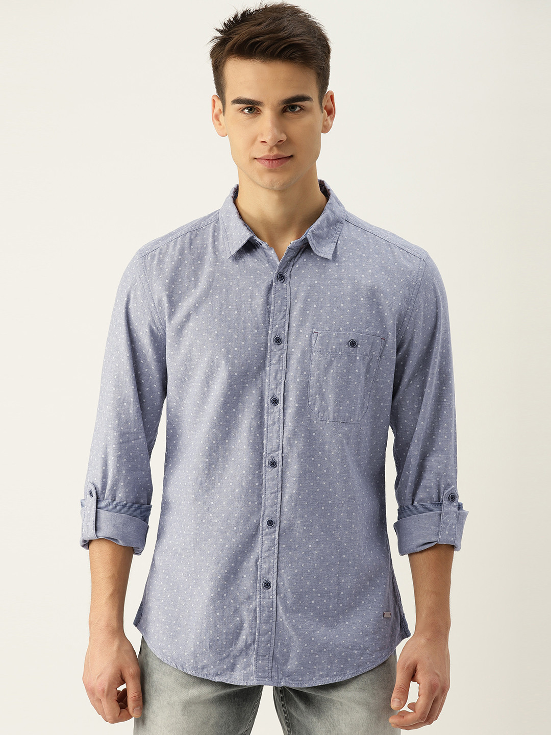 

ESPRIT Men Blue Slim Fit Printed Casual Shirt