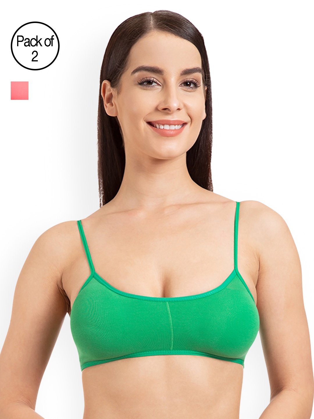 

Tweens Pack of 2 Solid Non-Wired Lightly Padded Bralette Bra TW280-2PC-CRL-GR, Pink