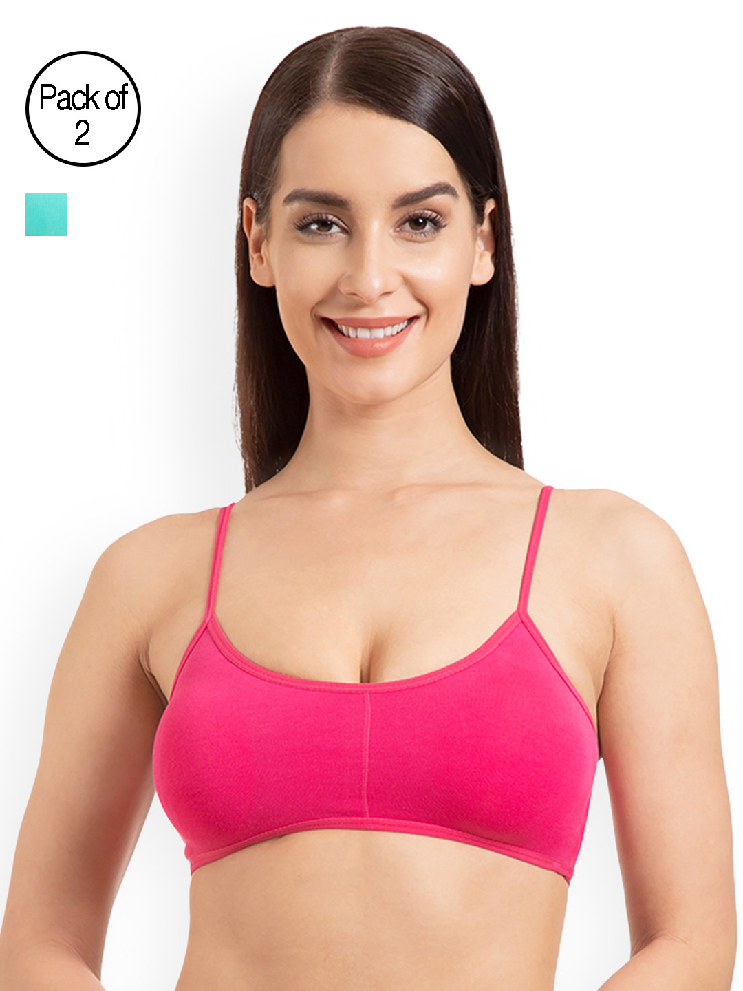 

Tweens Pack of 2 Solid Non-Wired Lightly Padded Bralette Bra TW280-2PC-DPK-CGRN, Pink