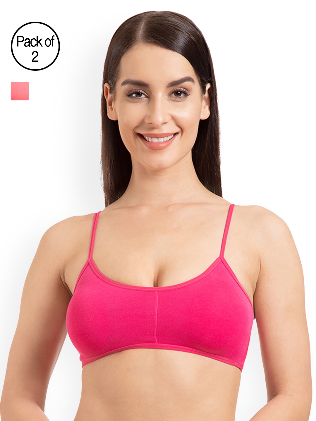 

Tweens Pack of 2 Pink Solid Non-Wired Lightly Padded Bralette Bra TW280-2PC-CRL-DPK
