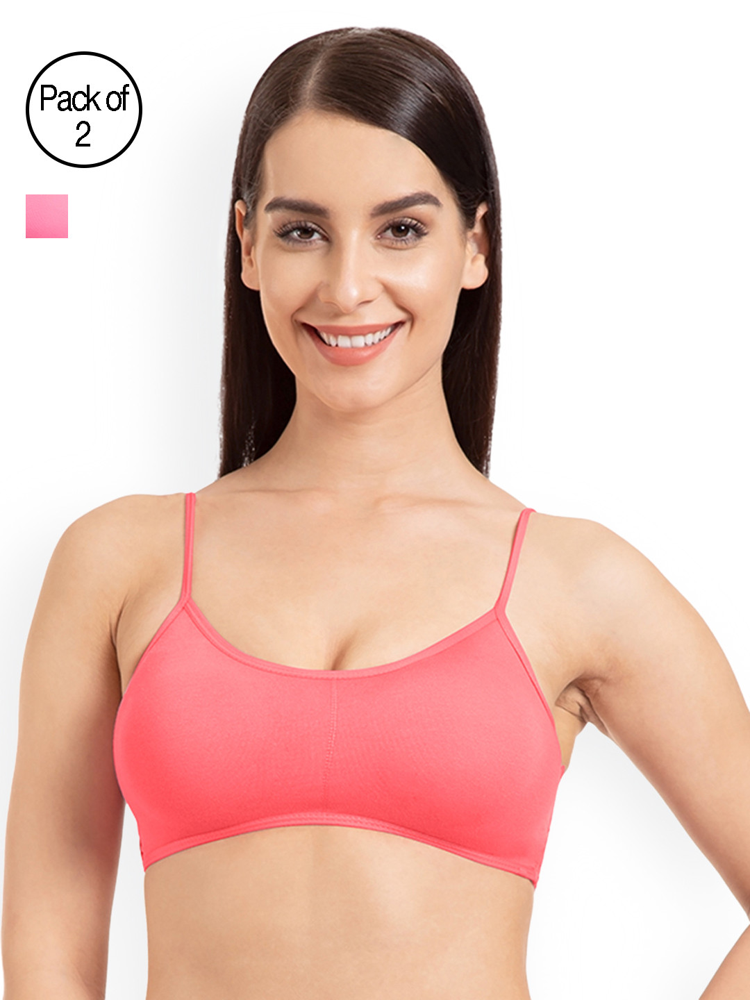 

Tweens Pack of 2 Solid Non-Wired Lightly Padded Bralette Bra TW280-2PC-CRL-BPK, Pink