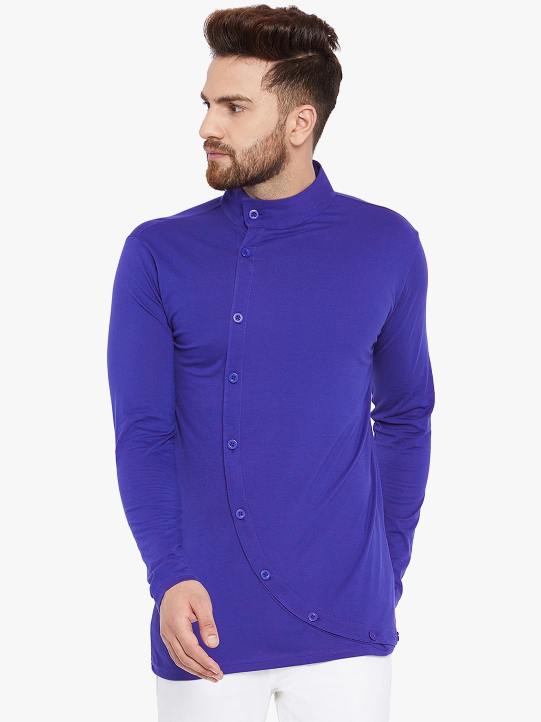 

CHILL WINSTON Men Blue Solid High Neck T-shirt