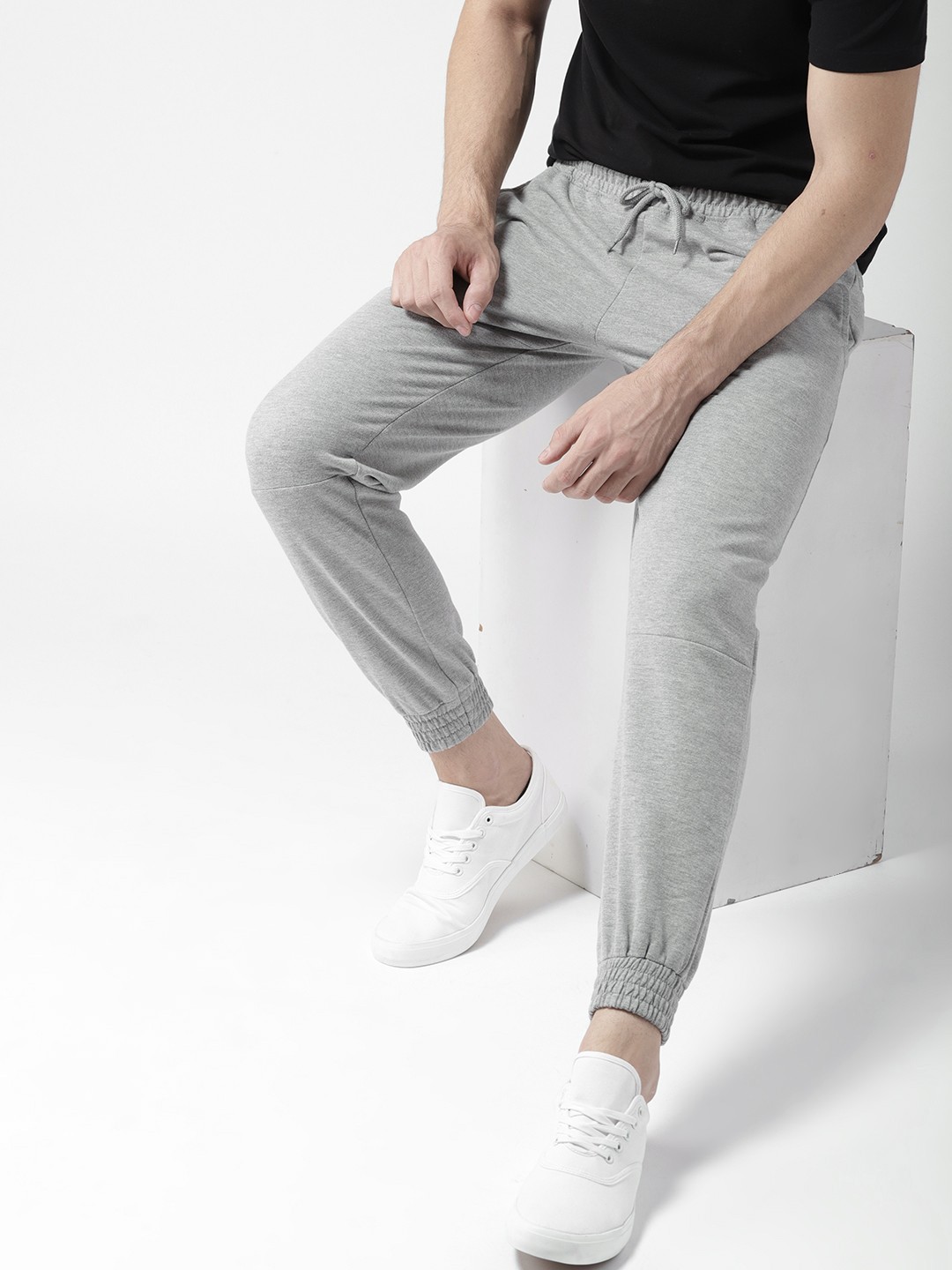 

Mast & Harbour Grey Melange Solid Joggers