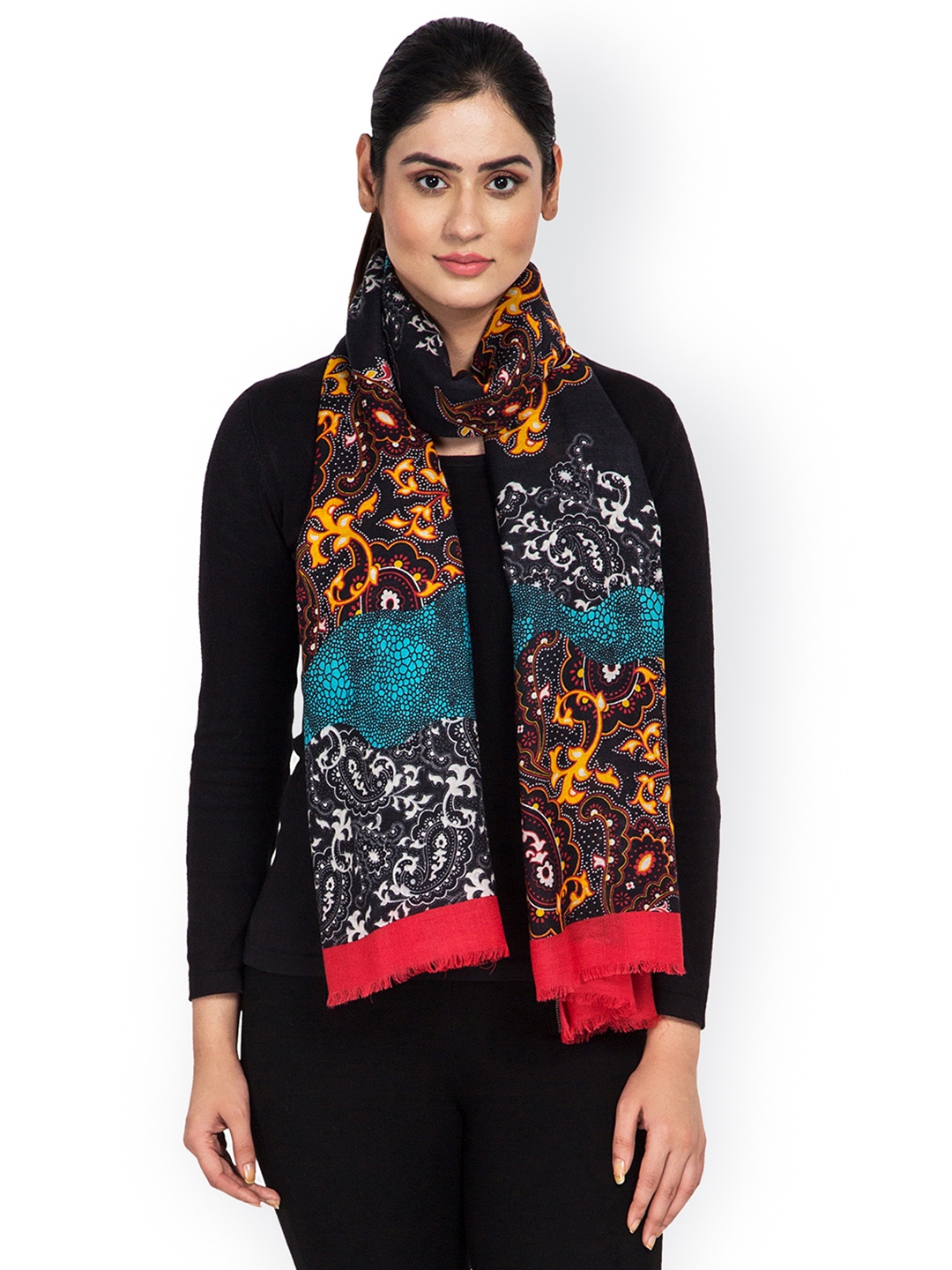 

SHINGORA Women Black Printed Stole